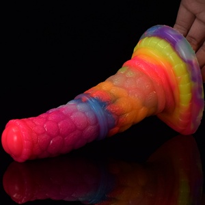 FAAK New 7 Inch Anal Plug Glow in Dark Beast <b>Dildo</b> with Strong Suction Luminous Soft Silicone alien <b>Dildo</b> for Women - Product Image 2
