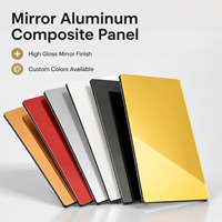 Panneau composite en aluminium miroir de 4 mm, argenté, pour revêtement mural décoratif