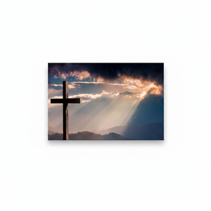 Elegant Christian Cross Canvas Print, Sunrise Mountain Art, Jesus Christ Poster,<b>WRAPPED</b> CANVAS - Product Image 2