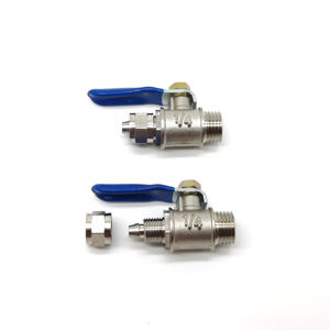 Robinet à bille en laiton à raccord rapide 1/4 ''nickelé Tube insertion Style Valve Push Fit 6MM/8MM pour Valve de tuyau d'<span class=keywords><strong>eau</strong></span> en Nylon - Product Image 2