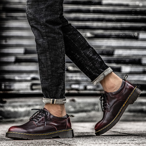 Nouvelles chaussures décontractées en cuir pour hommes respirantes à lacets, chaussures de marche toutes saisons - Product Image 4