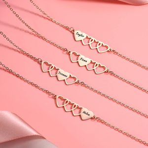 Custom Stainless Steel Best Friends Friendship Engraving <strong>Name</strong> <strong>Personalised</strong> Heart Charm <strong>Bracelet</strong> Jewelry Women China Supplier - Product Image 3