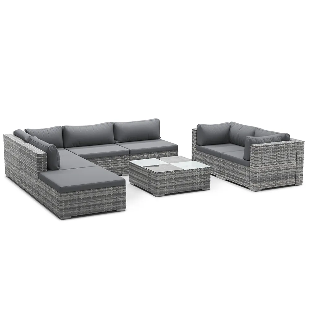 Grosir Anyaman Luar Ruangan Sectional Lounge Set Rotan Furnitur Luar Ruangan Percakapan Sofa Set Santai