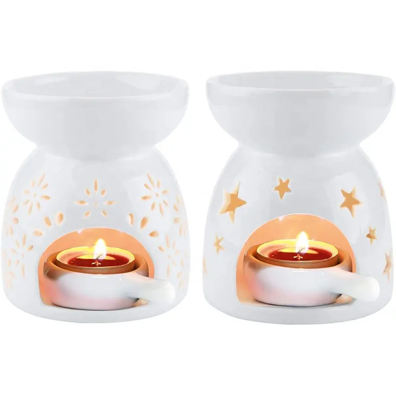 Essential Oil Incense Aroma Diffuser Furnace Home Decoration Romantic White Set of 2