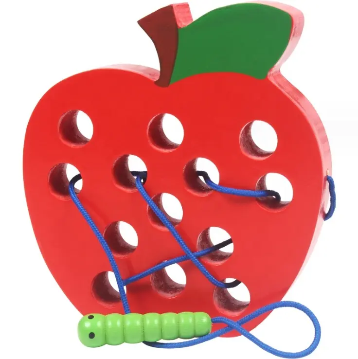 Çocuklar için Montessori oyuncaklar solucan yemek meyve elma komik ahşap bulmaca oyunu çocuk hediye