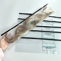 Sacs en plastique longs à la mode pour accessoire d'extension de cheveux avec Logo personnalisé, emballage givré pochette de luxe à fermeture éclair pour perruque