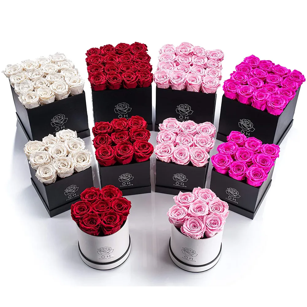 New cylinder box custom elegant rose flower packaging gift round flower box