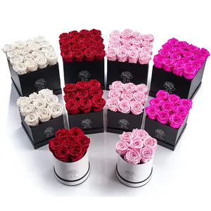 새로운 실린더 상자 사용자 정의 우아한 장미 꽃 포장 선물 라운드 꽃 상자