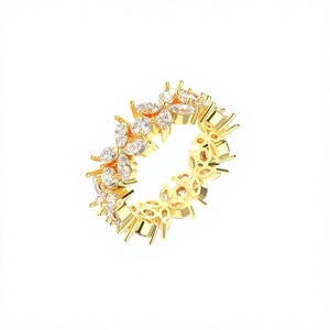 Anillo de Lujo de Oro Amarillo Sólido de 10K y 14K con Diamantes Cultivados en Laboratorio VS VVS, Corte Marquesa, Diseño de Mariposa, Engaste de Garras, Banda de Eternidad para Mujer - Product Image 3