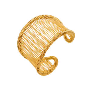 <span class=keywords><strong>Bracelet</strong></span> ouvert large de 5,3 cm en acier inoxydable HB0585, plaqué or véritable 18 carats, accessoire de mode unique et tendance - Product Image 6