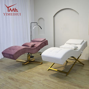 เตียงนวดหน้าสปาขนกำมะหยี่สีขาวโค้งหรูหราสำหรับร้านเสริมสวย - Product Image 6