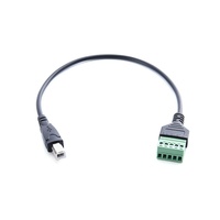 Cable adaptador de extensión USB 2.0 C Micro Mini5P macho a conector de terminal de tornillo verde con núcleo de cobre para carga y datos