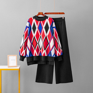 Ensemble femme pull ample et pantalon large taille haute nouvelle collection automne – Vente en gros pour boutiques - Product Image 1