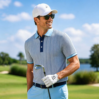 Vêtements de golf décontractés OEM, tenue de sport, tenue de sport à rayures, sublimation, polyester, séchage rapide, tissu extensible 4 directions, chemise de golf pour hommes
