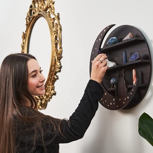 Wood Moon Shaped With <strong>Cat</strong> Shelf <strong>Wall</strong> <strong>Mounted</strong> Floating Shelves Home <strong>Wall</strong> Decor <strong>Wall</strong> Shelf for Crystals - Product Image 6