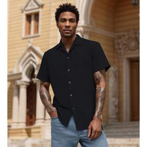 เสื้อเชิ้ตผู้ชายลำลองแบบติดกระดุม แขนสั้น ผ้าเนื้อพิเศษ ระบายอากาศได้ดี น้ำหนักเบา เหมาะสำหรับวันหยุดพักผ่อนที่ชายหาด - Product Image 5