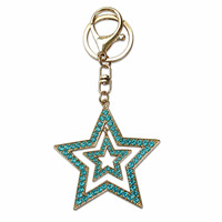 Porte-clés étoile à cinq branches ajourée entièrement pavée en alliage de zinc, breloque de sac en strass de luxe léger – Cadeau créatif polyvalent