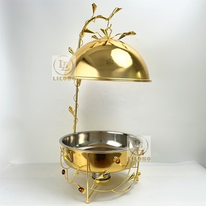 Nuevo Diseño de Lujo, Recipiente para Calentar Alimentos de Acero Inoxidable Dorado de <span class=keywords><strong>10L</strong></span> con Tapa Colgante, para Buffet de Hotel, Bodas y Catering - Product Image 4