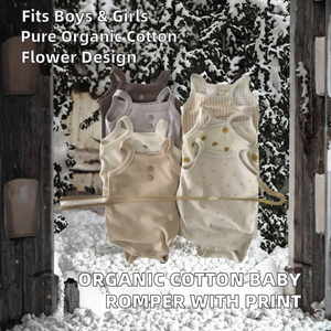 Combinaison bébé en coton biologique et élasthanne, style été, manches longues, imprimé animaux et fleurs, tissu tricoté, unisexe, vente en gros - Product Image 2