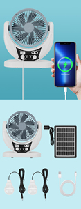 Multi-Function Solar Fan <b>With</b> Power Bank Feature - <b>USB</b> Rechargeable Desk Fan for Travel KL-606 Solar Fan - Product Image 5