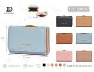 Women's Tri Fold Clip Wallet Medium Size Microfiber <b>Synthetic</b> <b>Leather</b> Solid Pattern - Product Image 1