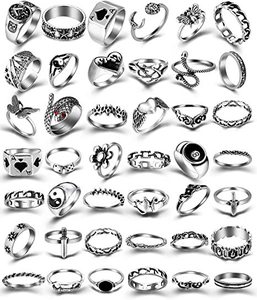 ชุดแหวนสไตล์โกธิคพังก์วินเทจสีเงิน <span class=keywords><strong>แหวน</strong></span>โกธิคเท่ๆ แพ็ค<span class=keywords><strong>แหวน</strong></span>เทรนดี้แบบซ้อนได้ สไตล์โบฮีเมียน <span class=keywords><strong>แหวน</strong></span>นิ้วใหญ่แบบหนา <span class=keywords><strong>แหวน</strong></span>นิ้วเต็มวงแบบปรับได้ - Product Image 3