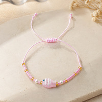 Bracelet extensible fait main en perles de verre et perles de rocaille colorées, motif poisson, pour femme, bijou de plage tropical délicat