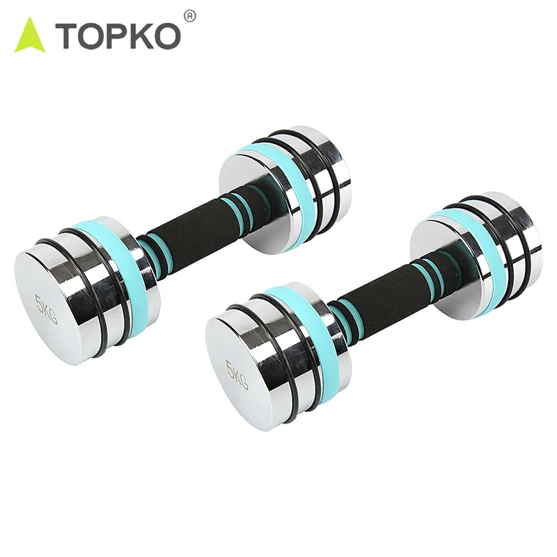 TOPKO थोक निजी लेबल स्टेनलेस स्टील रबर की अंगूठी के साथ समायोज्य dumbbell सेट