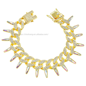 Hip Hop Full Thorned Colored <b>Cuban</b> <b>Chain</b> Bracelet New Nightclub Bracelet Tanjing - Product Image 1
