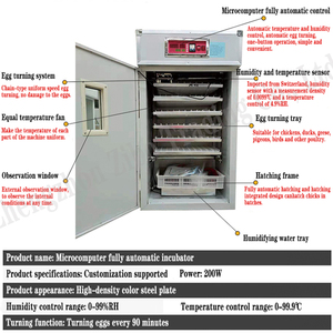 Оптовый полностью автоматический промышленный инкубатор для домашнего хозяйства и фермы для яиц гусей, кур, уток, птиц, 98% выводимости, новый двигатель - Product Image 2