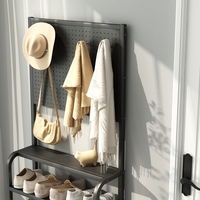 Porte-manteau multifonctionnel avec crochets pour vêtements et étagères ouvertes, organisateur de rangement pour chaussures d'entrée