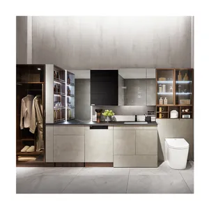 Chất lượng cao Thiết kế hiện đại MDF phòng tắm Vanity tủ với gương Home sử dụng vòi hoa sen tủ