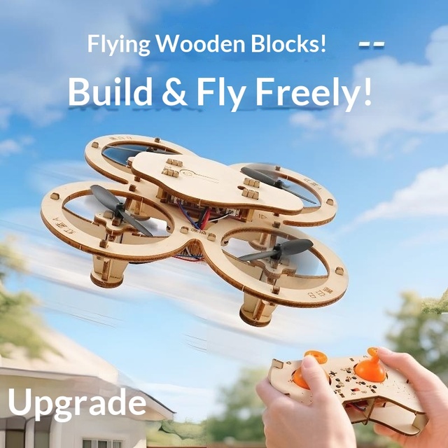 Wooden Assembly DIY 4-Axis Aircraft, Kids Handmade RC Model Kit, Educational Toy for School Science Projects