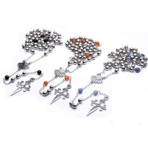 <span class=keywords><strong>De</strong></span> acero inoxidable <span class=keywords><strong>de</strong></span> concha Cruz collar <span class=keywords><strong>de</strong></span> cuentas <span class=keywords><strong>de</strong></span> <span class=keywords><strong>Santiago</strong></span> Rosario religiosa católica <span class=keywords><strong>de</strong></span> la joyería - Product Image 5