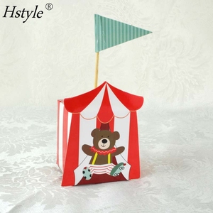 50 pcs/pack Vie Créative 50 pièces Animal de <span class=keywords><strong>Cirque</strong></span> Boîtes À Bonbons Boîte Cadeau avec Drapeau pour la Fête De Mariage Voyage Événements Thématiques SD419 - Product Image 4