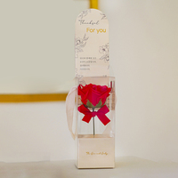 Boîte d'emballage en plastique transparente personnalisée en PVC/PET pour fleurs, avec poignée et plateau en papier, présentoir carré transparent pour fleurs de mariage