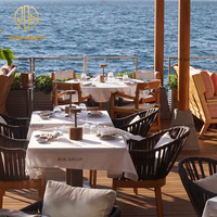 Vente en gros de table ronde moderne pour cafétéria chaise en bois et rotin ensembles de mobilier d'extérieur pour restaurant commercial