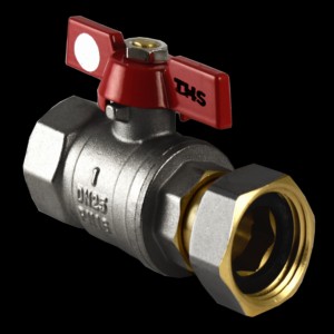 Robinet à bille avec raccord 1 pouce et poignée papillon rouge |   Systèmes d'eau PN25 |   THS Thermostyle ® - Product Image 1