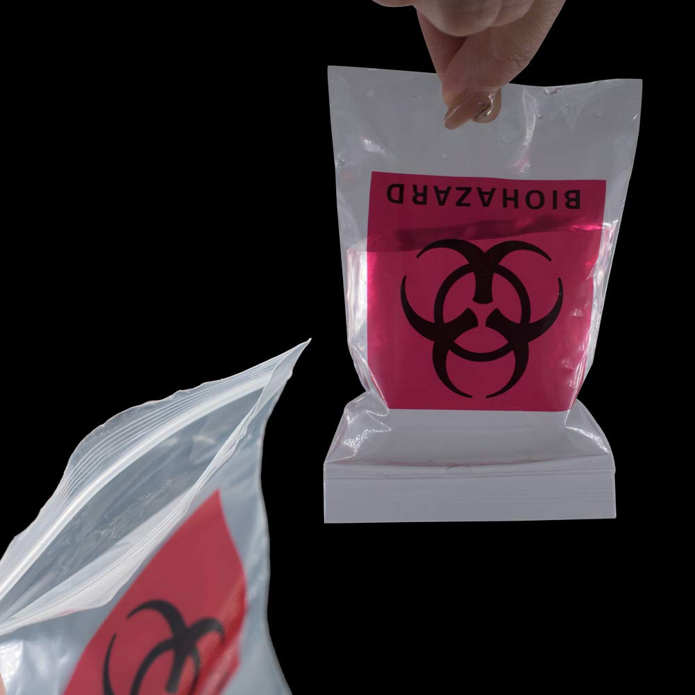 Sacchetti Biohazard con Tasca - Confezione da 100 pz