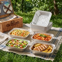 Barquette rectangulaire en aluminium jetable haute résistance pour grillades et repas préparés
