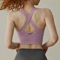Soutien-gorge de sport pour femme à dos croisé, push-up, maintien élevé, antichoc, pour la course, le yoga et la gym, avec coussinets
