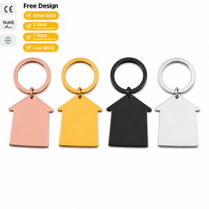 Porte-clés personnalisé en métal en forme de maison, en alliage de zinc, gravé au laser, avec logo, pour promotion immobilière, souvenir ou cadeau - Product Image 1