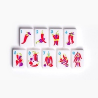 Spot Luxe wit geschilderde fruit- en groentenmahjongset Prachtig gesneden tegels in koffer Amerikaanse mahjong-stijl kerstcadeaus