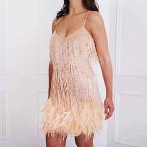 Nouvelle robe de soirée de style bal, robe élégante à franges sexy, robes d'anniversaire pour femmes, robe de soirée élégante dorée - Product Image 1