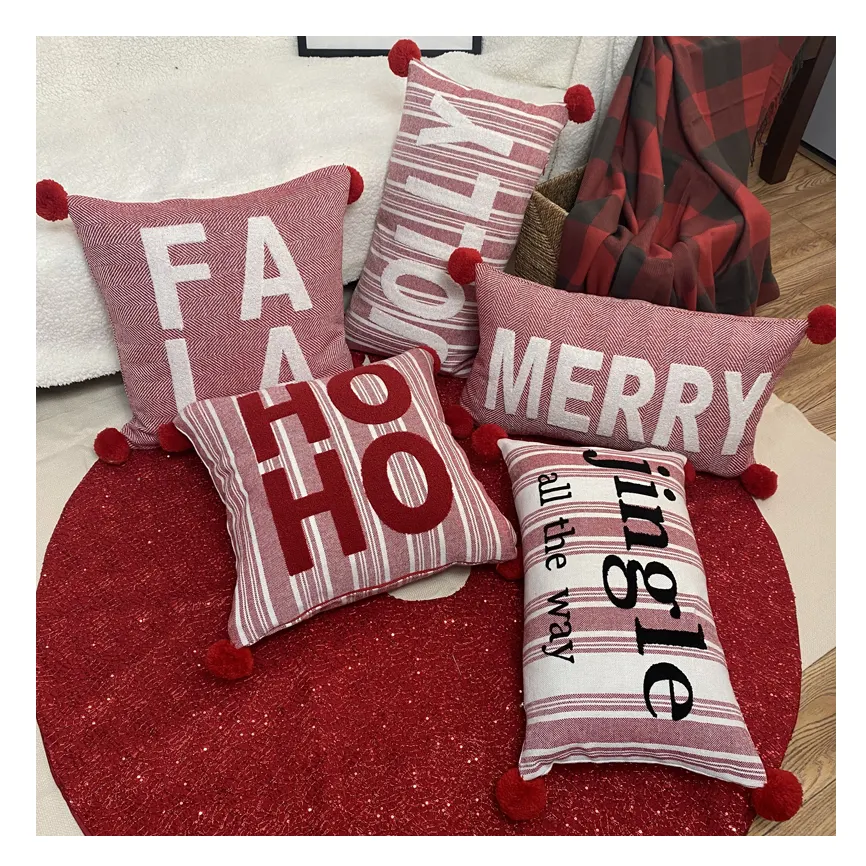 High quality OEM/ODM low MOQ woven home bed sofa seat decorative cushion pillow cover for Christmas