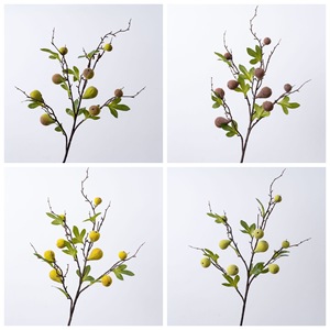 Branche de fleurs artificielles CallaFloral en mousse, vert, vert rosé, jaune rosé, rouge, branche unique, pour décoration de mariage, artisanat, style INS - Product Image 3