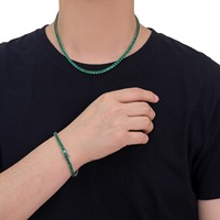 Cadena de Eslabones de Zirconia Verde de 4mm Estilo Hip-Hop Europeo y Americano, Collar para Hombre y Mujer, Cadena Tenis, Accesorio Transfronterizo