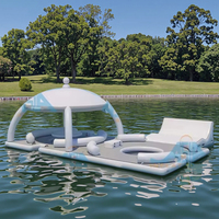 Fauteuil de sports gonflables flottants en forme de ponton, plateforme de loisirs, Jet Ski, radeau avec tente