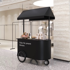 Carrito de Venta Móvil Negro con Logotipo Personalizado, Carrito de Exhibición Moderno con Toldo <span class=keywords><strong>para</strong></span> Cosméticos y Accesorios - Product Image 1