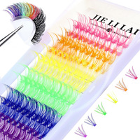 Clusters de cils colorés 120 pièces Kit d'extension de cils DIY 6 couleurs Courbure D Longueurs mixtes 14-16mm Faux cils en gros